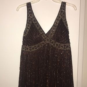 Chocolate Brown beaded evening cocktail dress